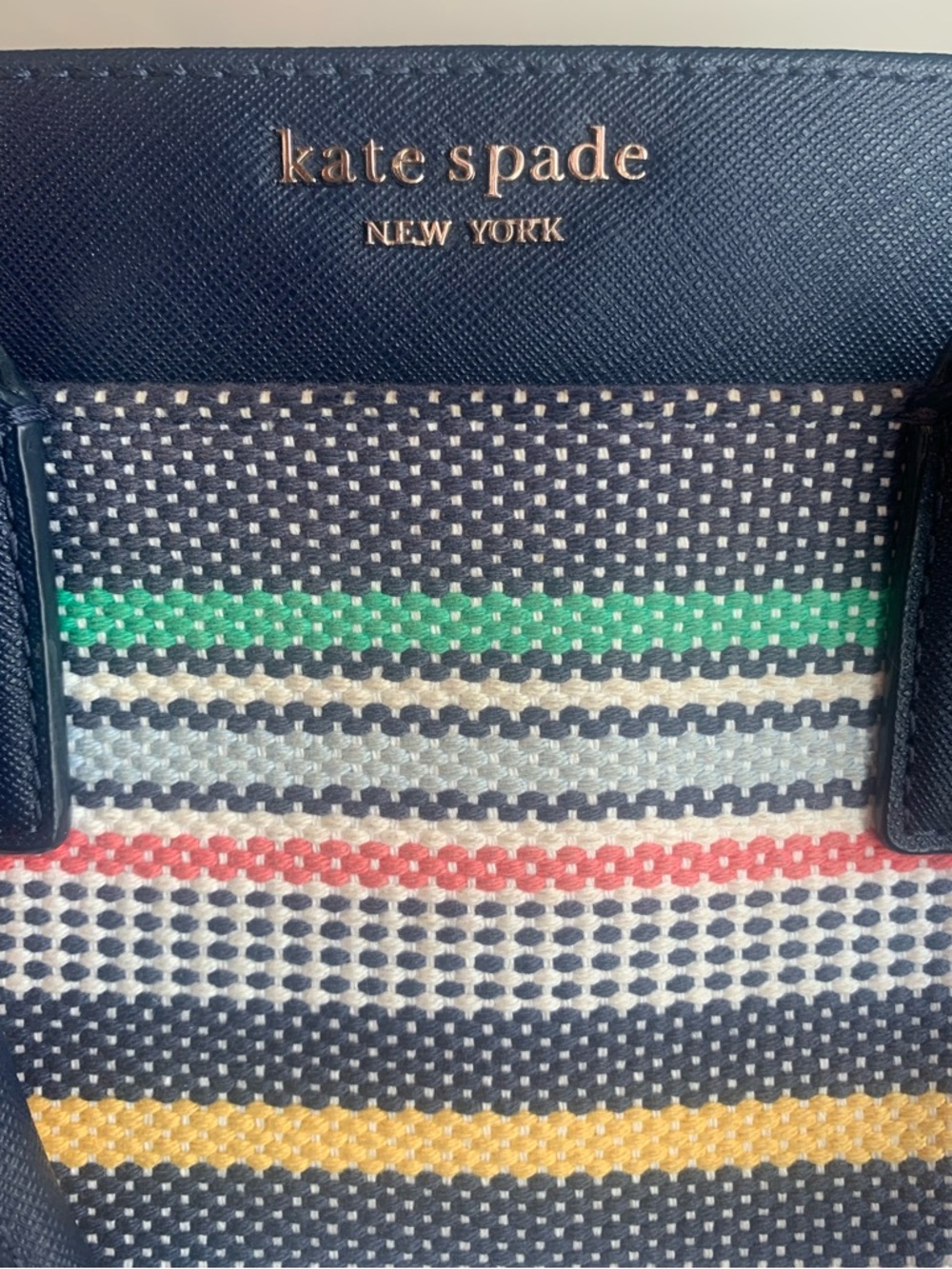 Kate Spade Cameron Boardwalk Stripe Satchel Navy Leather Crossbody Spring Summer - Picture 10 of 11